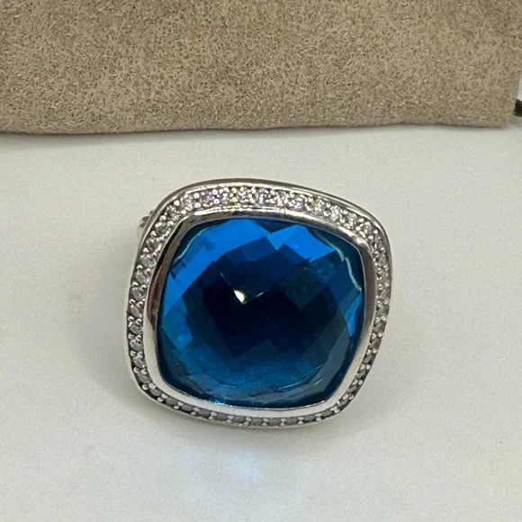 David Yuman Blue Topaz & Diamonds Ring - Picture 4 of 6